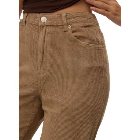 Pantalon en coton camel uni avec une coupe bootcut muni d'un zip et d'un bouton - Image 5