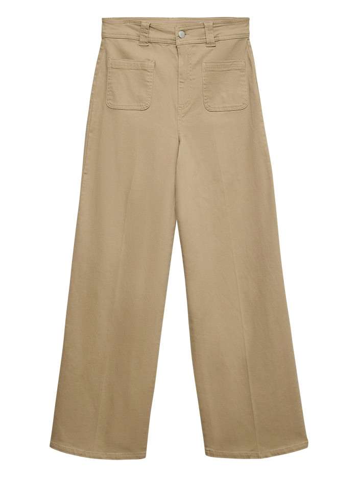 Jean en coton beige uni...