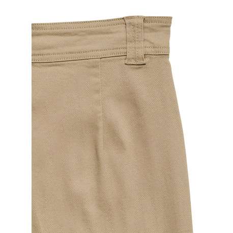 Jean en coton beige uni avec une coupe flare muni d'un zip et d'un bouton - Image 2