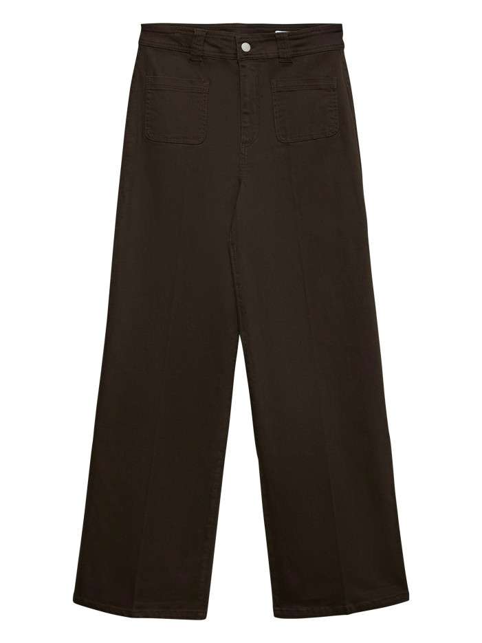 Jean en coton chocolat uni...