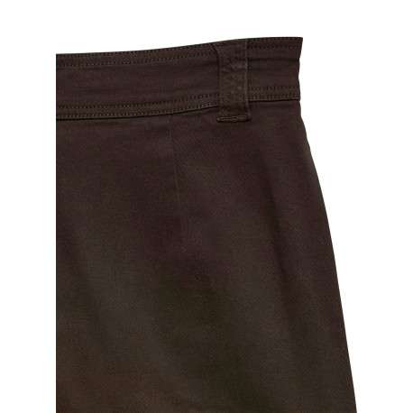 Jean en coton chocolat uni avec une coupe flare muni d'un zip et d'un bouton - Image 2