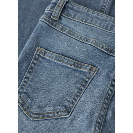 Jean en coton bleu à coupe bootcut muni d'un zip et d'une agrafe - Image 4