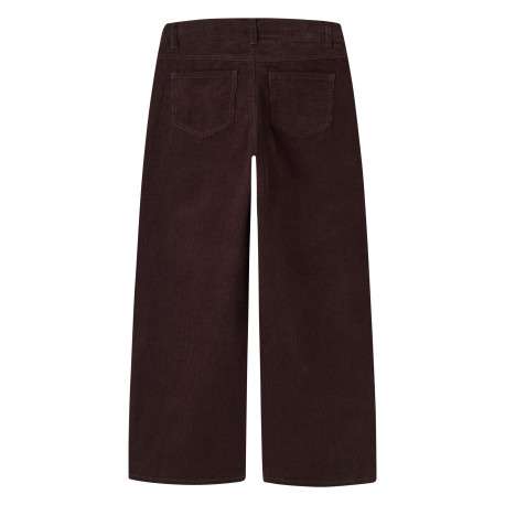 Pantalon en coton marron uni avec une coupe large muni d'zip et d'un bouton - Image 2