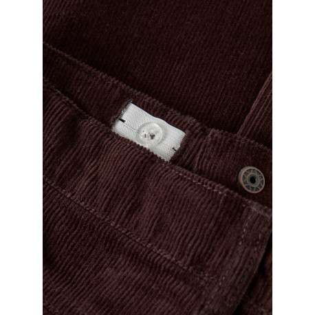 Pantalon en coton marron uni avec une coupe large muni d'zip et d'un bouton - Image 3