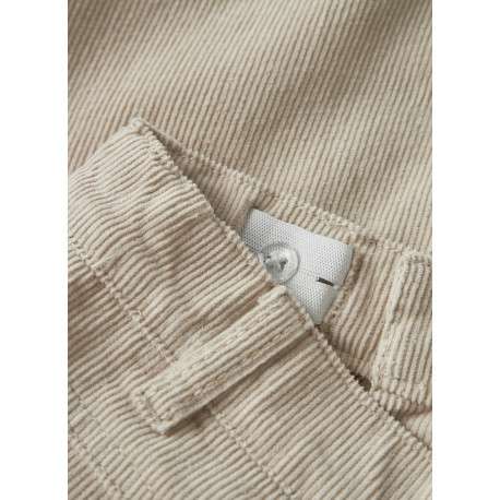 Pantalon en coton écru uni avec une coupe large muni d'un zip et d'un bouton - Image 3
