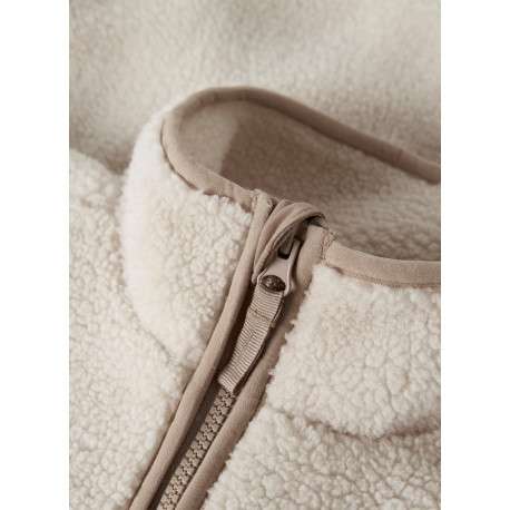 Blouson écru uni avec une coupe droite et un col montant à zip - Image 4