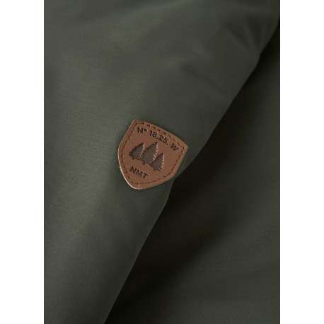 Parka kaki unie avec une coupe large et un col à capuche amovible - Image 4