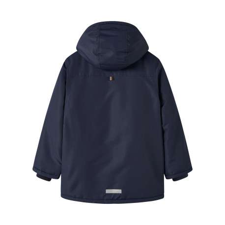 Parka marine unie avec une coupe large et un col à capuche - Image 2