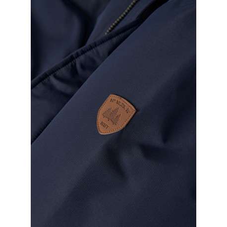 Parka marine unie avec une coupe large et un col à capuche - Image 4