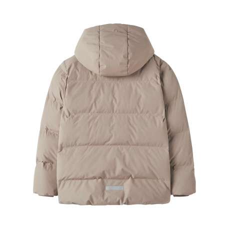 Doudoune beige unie avec une coupe large et un col à capuche - Image 2