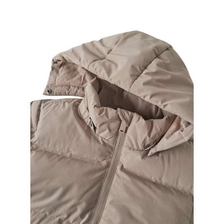 Doudoune beige unie avec une coupe large et un col à capuche - Image 3