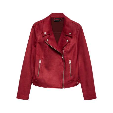 Veste perfecto rouge unie pourvue d'une coupe droite et des manches longues
