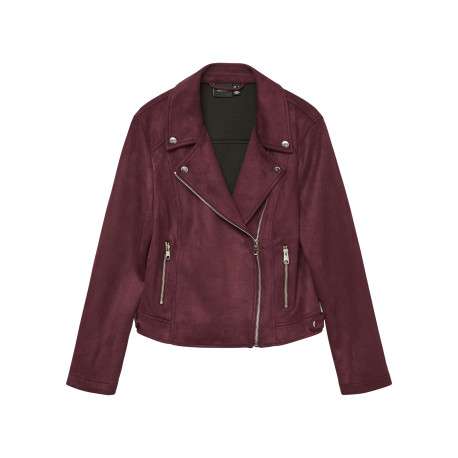 Veste perfecto bordeaux unie avec une coupe droite et des manches longues
