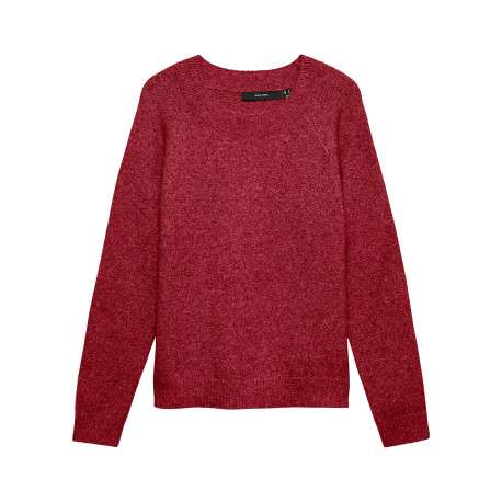 Pull rouge uni pourvu d'une coupe droite et de manches longues
