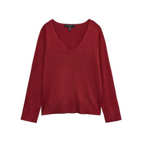 Pull rouge uni avec une coupe droite et des manches longues