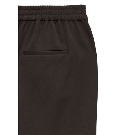Pantalon chino chocolat uni avec une coupe droite et une taille élastiquée - Image 2