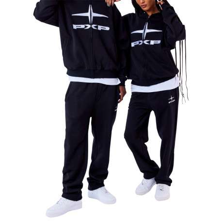 Sweat zippé en coton noir uni avec une coupe droite et un col à capuche - Image 3