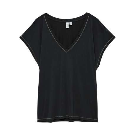 T-shirt noir uni avec une coupe droite et des manches courtes
