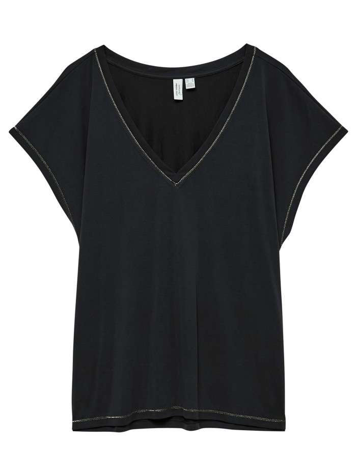 T-shirt noir uni avec une...