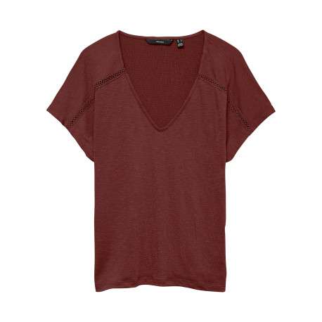T-shirt bordeaux uni avec des manches courtes et une coupe droite
