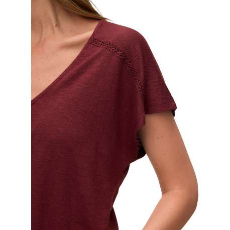 T-shirt bordeaux uni avec des manches courtes et une coupe droite - Image 5