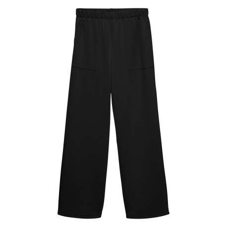 Pantalon chino noir uni avec une coupe large et une taille élastiquée