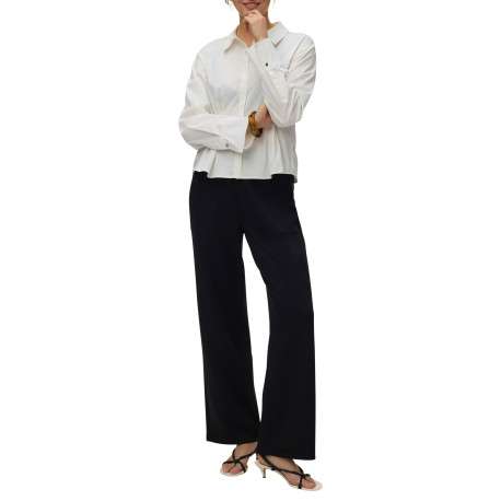 Pantalon chino noir uni avec une coupe large et une taille élastiquée - Image 3