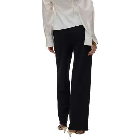 Pantalon chino noir uni avec une coupe large et une taille élastiquée - Image 4