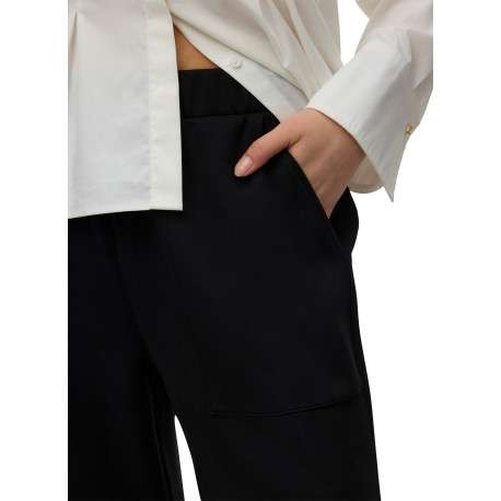 Pantalon chino noir uni avec une coupe large et une taille élastiquée - Image 6
