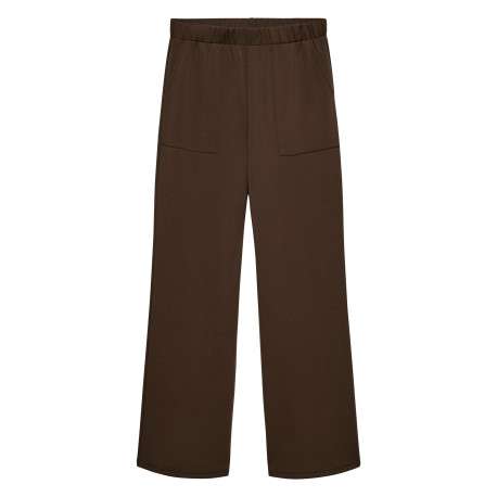 Pantalon chino chocolat uni avec une coupe large et une taille élastiquée