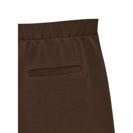 Pantalon chino chocolat uni avec une coupe large et une taille élastiquée - Image 2