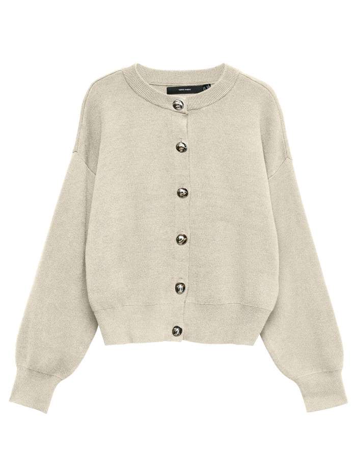 Gilet beige clair uni avec...