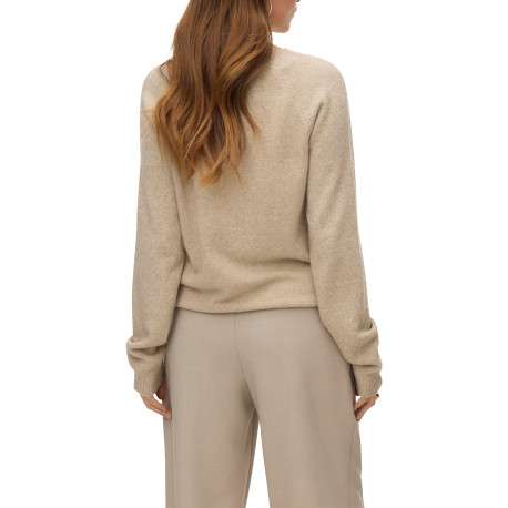 Pull beige uni doté d'une coupe ample et des manches longues - Image 3