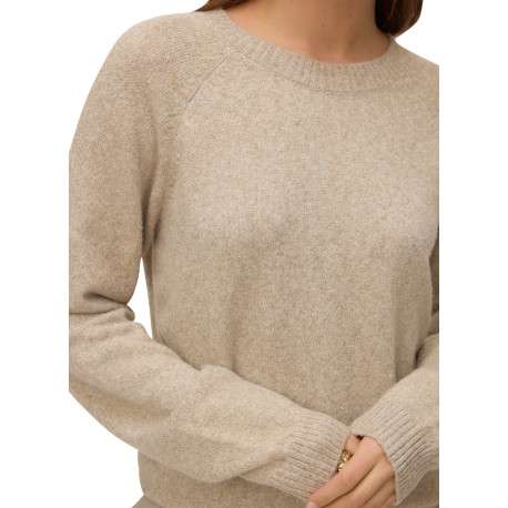 Pull beige uni doté d'une coupe ample et des manches longues - Image 5