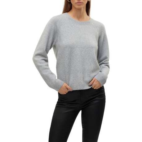 Pull gris clair uni pourvu d'une coupe large et des manches longues - Image 2