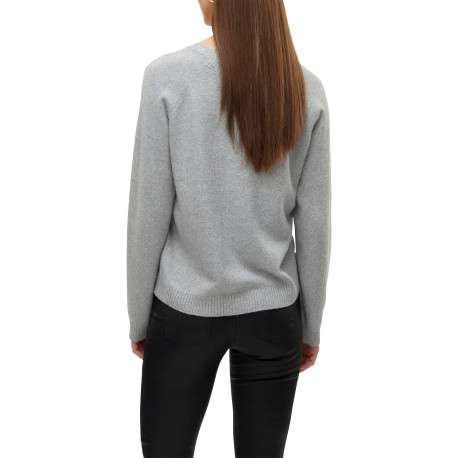 Pull gris clair uni pourvu d'une coupe large et des manches longues - Image 3
