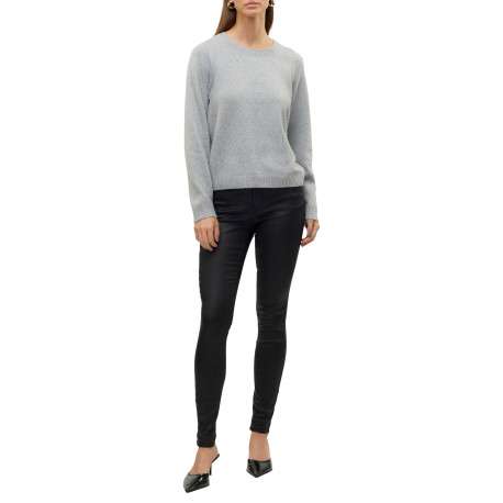 Pull gris clair uni pourvu d'une coupe large et des manches longues - Image 4