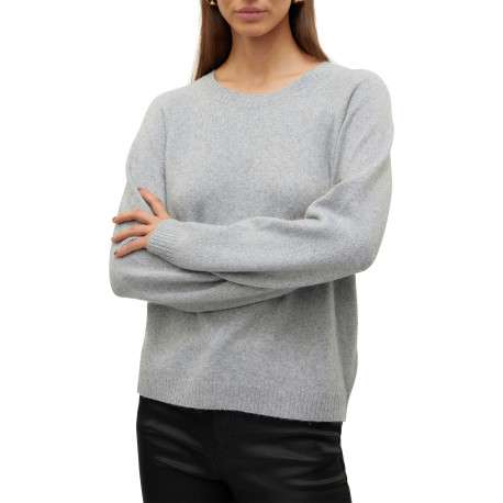 Pull gris clair uni pourvu d'une coupe large et des manches longues - Image 5