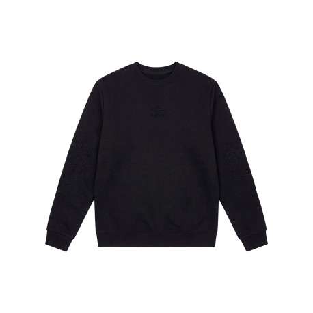 Sweat en coton noir uni avec une coupe droite et un col rond