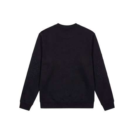 Sweat en coton noir uni avec une coupe droite et un col rond - Image 2