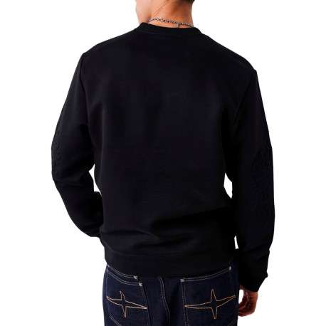 Sweat en coton noir uni avec une coupe droite et un col rond - Image 4