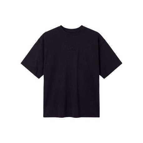 T-shirt en coton noir uni avec une coupe droite et un col rond
