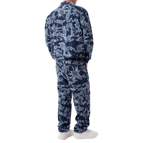 Jean bleu marine muni de motifs floraux avec une coupe large - Image 3