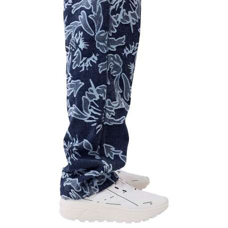 Jean bleu marine muni de motifs floraux avec une coupe large - Image 6
