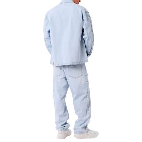 Jean en coton stone uni avec une coupe bootcut et une taille basse - Image 2