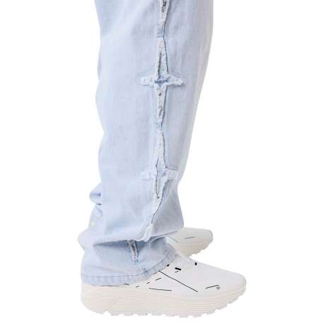 Jean en coton stone uni avec une coupe bootcut et une taille basse - Image 3