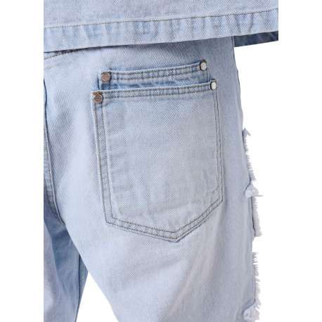 Jean en coton stone uni avec une coupe bootcut et une taille basse - Image 4