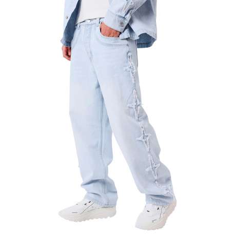 Jean en coton stone uni avec une coupe bootcut et une taille basse - Image 5