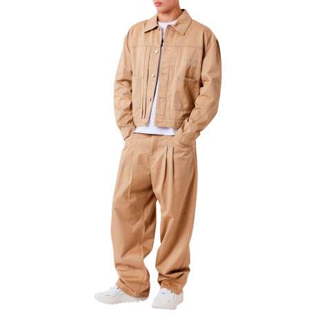 Veste en coton moutarde unie à coupe droite avec un col à revers - Image 2
