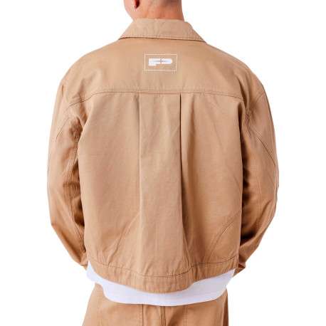 Veste en coton moutarde unie à coupe droite avec un col à revers - Image 3